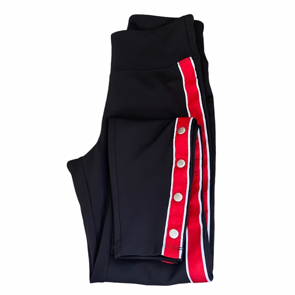 Express | Black High Rise Red Side Stripe Leggings